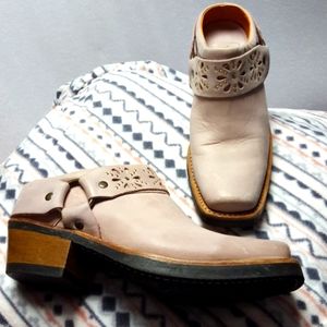Frye Cream Ankle Boots with Cutout Design